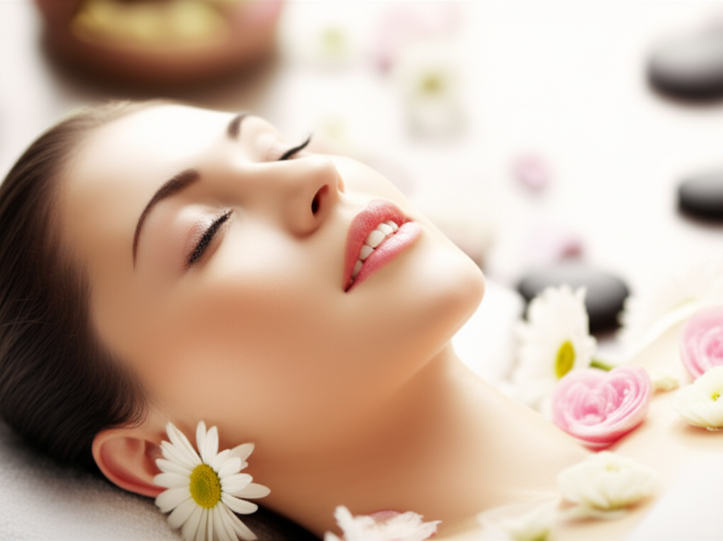 Woman relaxing at spa